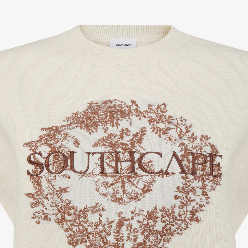 여성 사우스크로스 로고 니트 베스트_크림