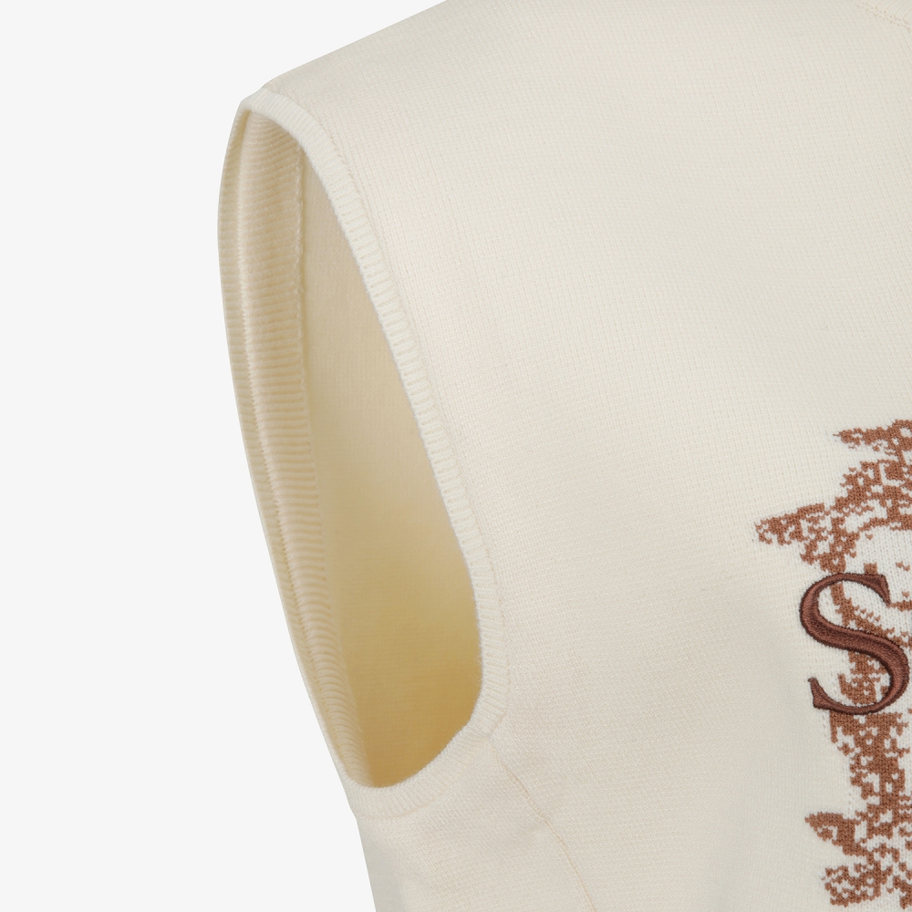 여성 사우스크로스 로고 니트 베스트_크림