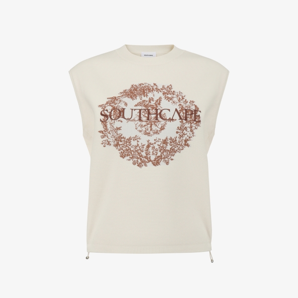 여성 사우스크로스 로고 니트 베스트_크림