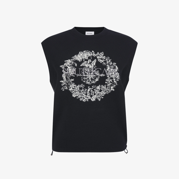 여성 사우스크로스 로고 니트 베스트_네이비