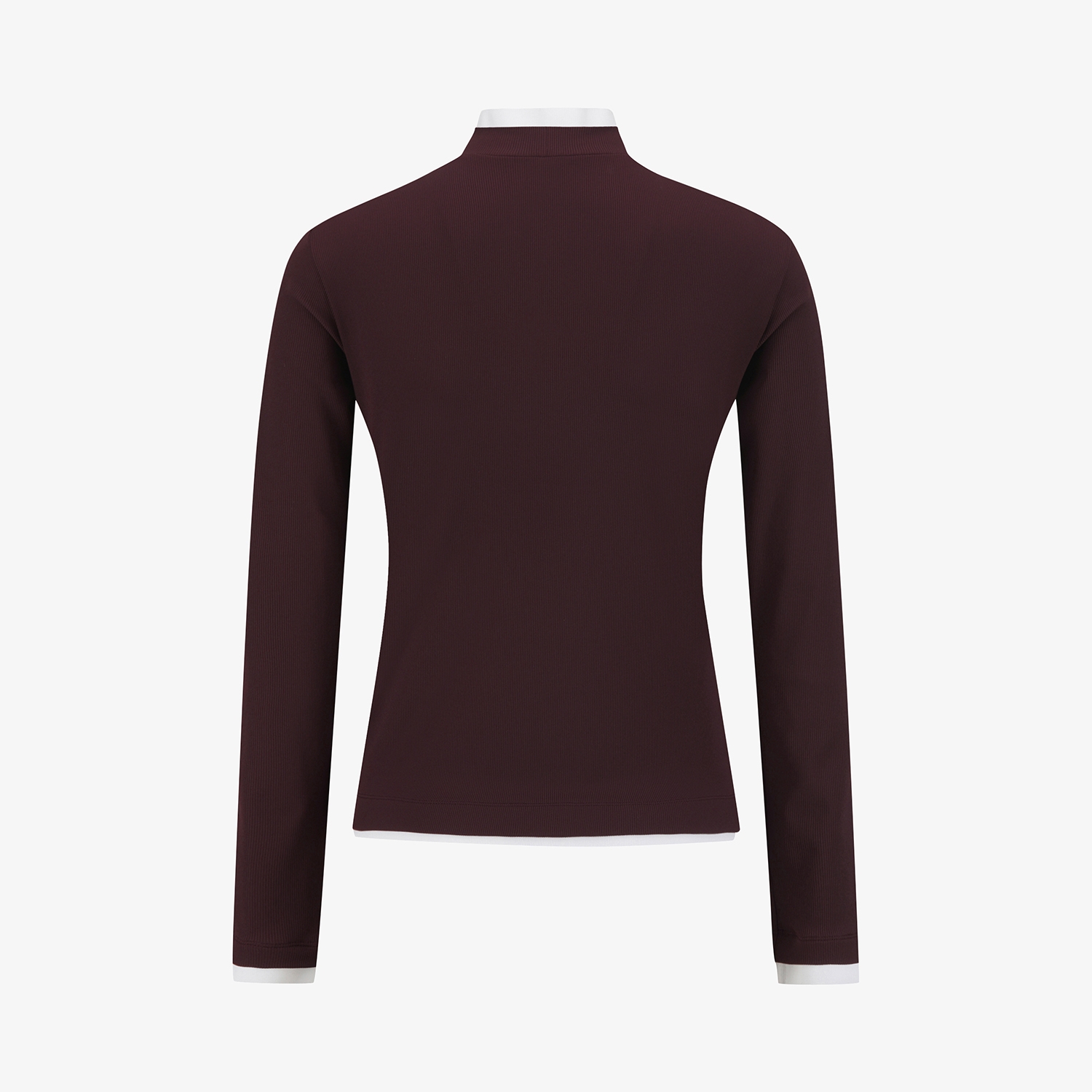 사우스케이프 여성 골지 배색 카라 티셔츠_브라운