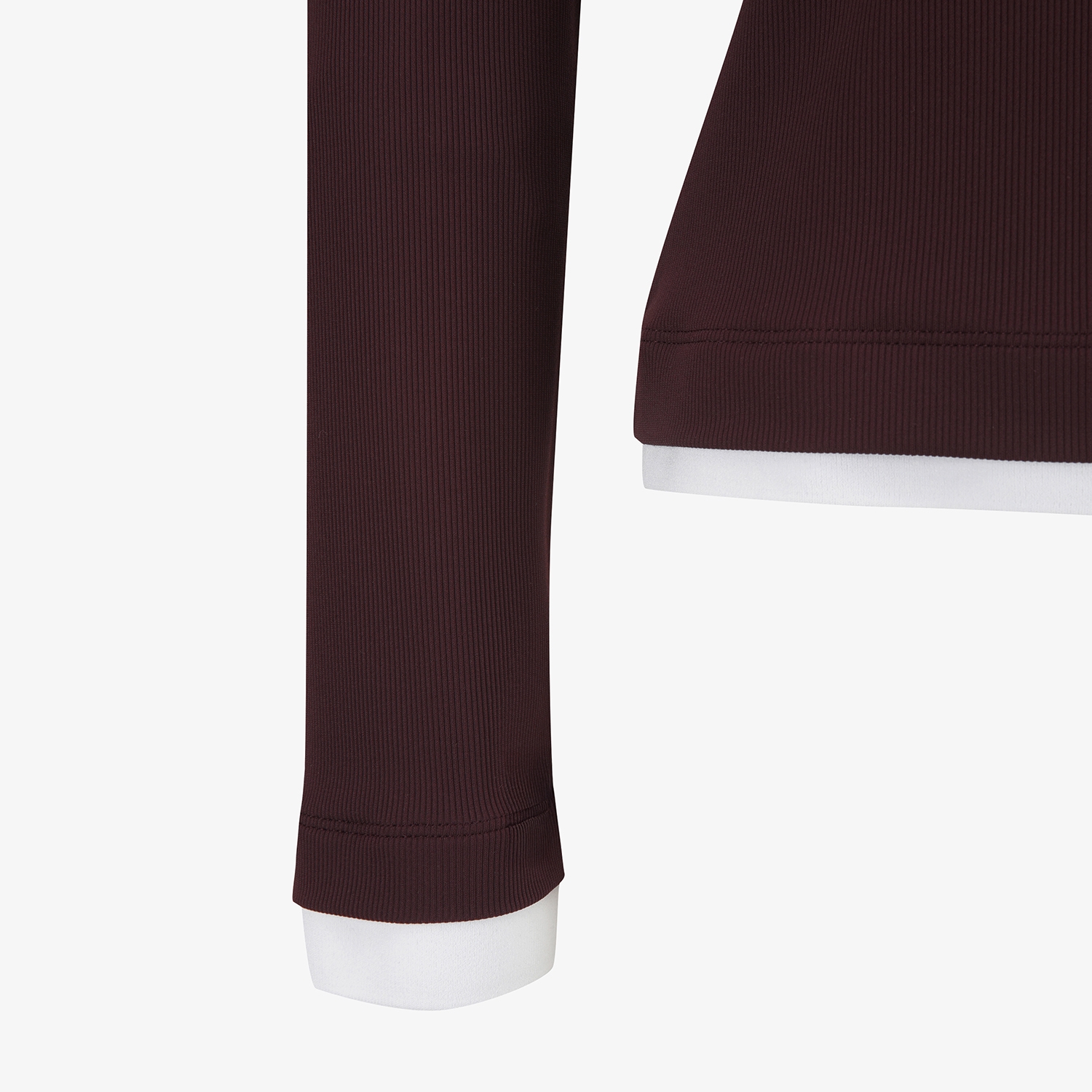 사우스케이프 여성 골지 배색 카라 티셔츠_브라운