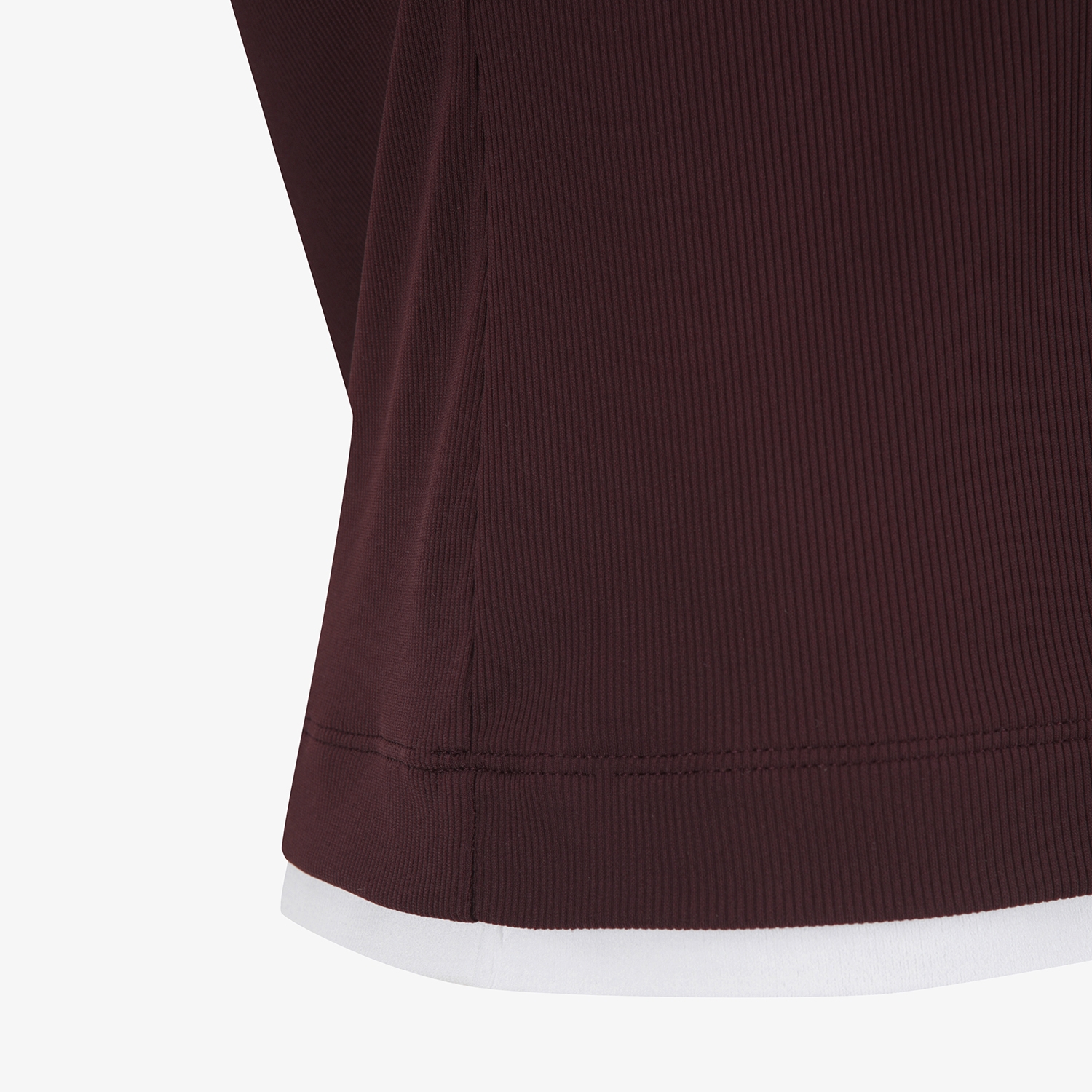 사우스케이프 여성 골지 배색 카라 티셔츠_브라운