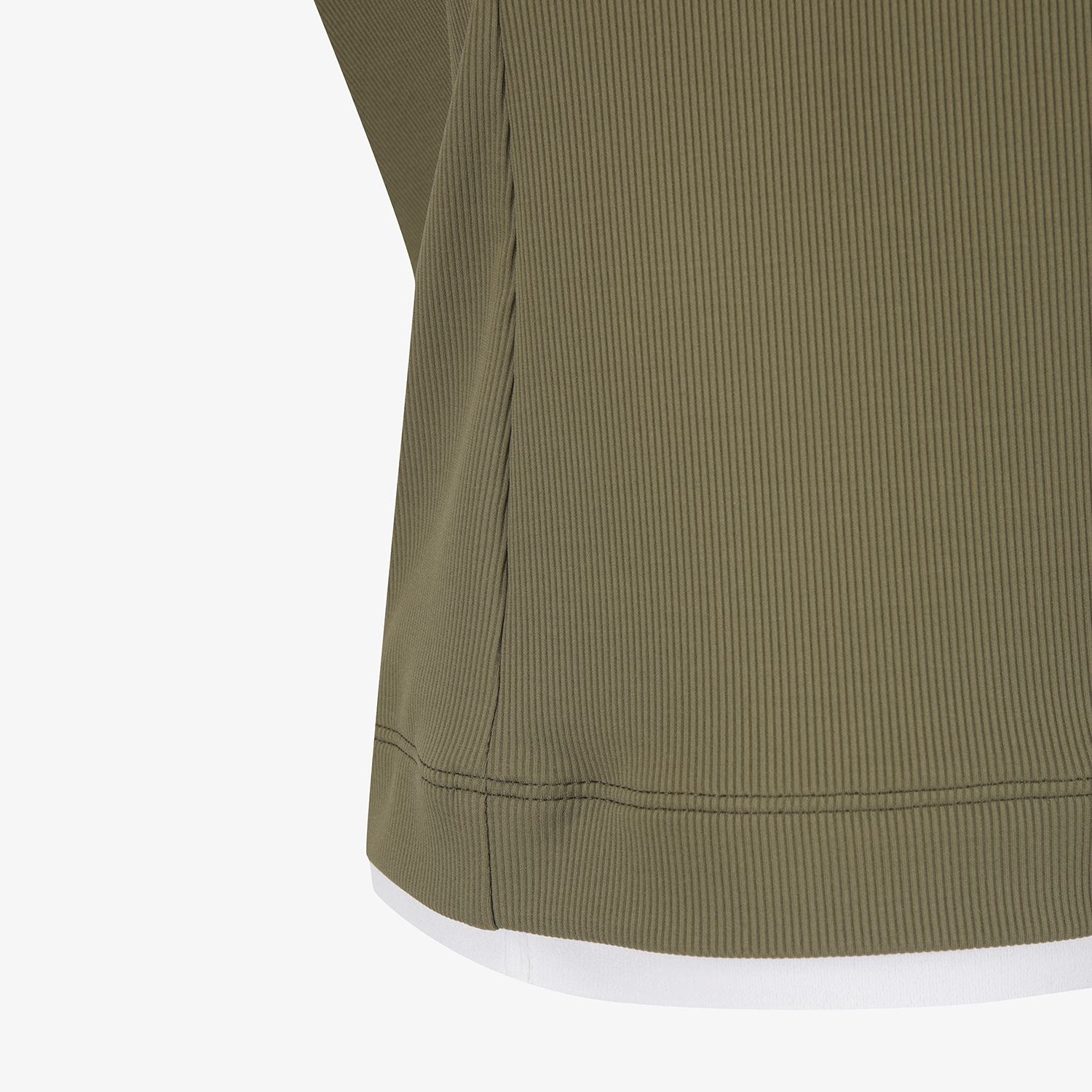 사우스케이프 여성 골지 배색 카라 티셔츠_카키