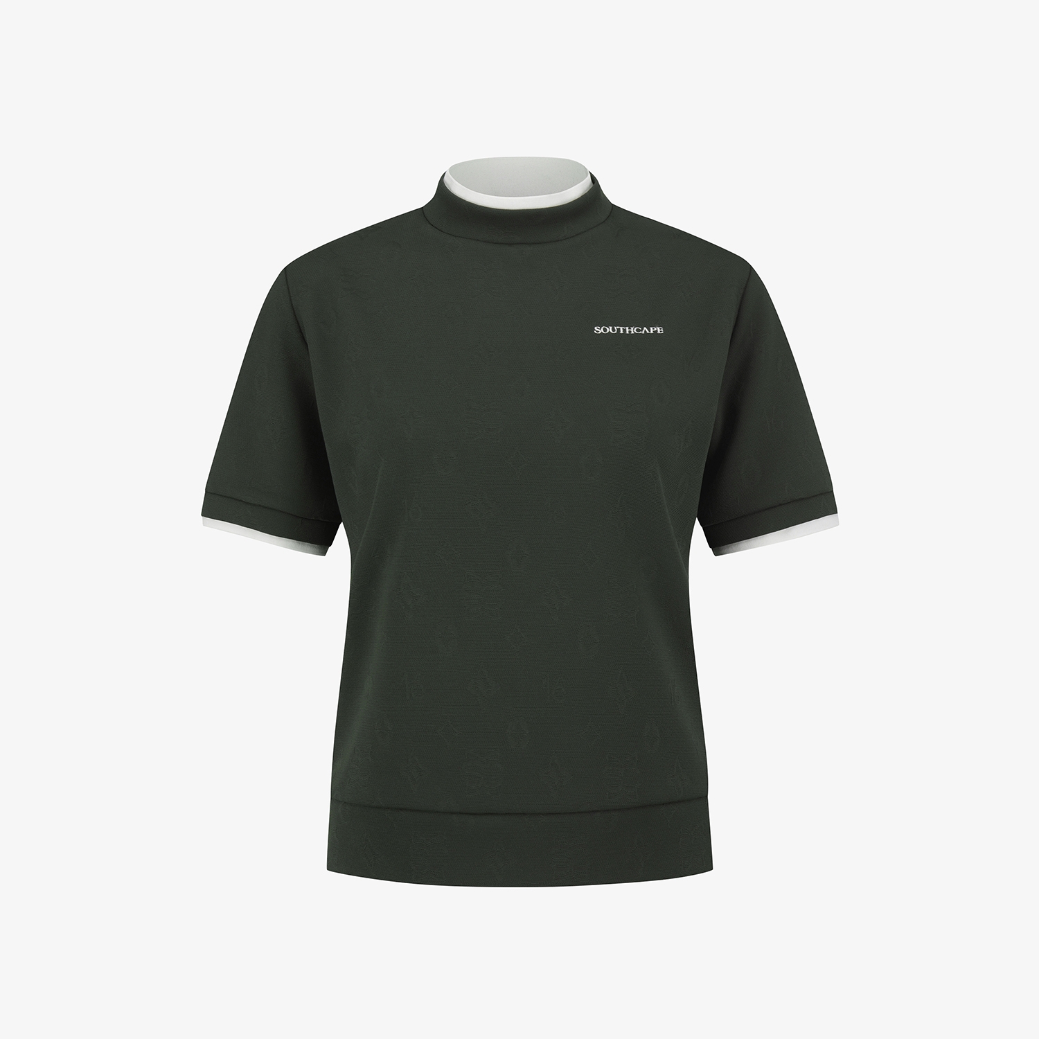 사우스케이프 여성 모노그램 하프넥 반팔 티셔츠_카키