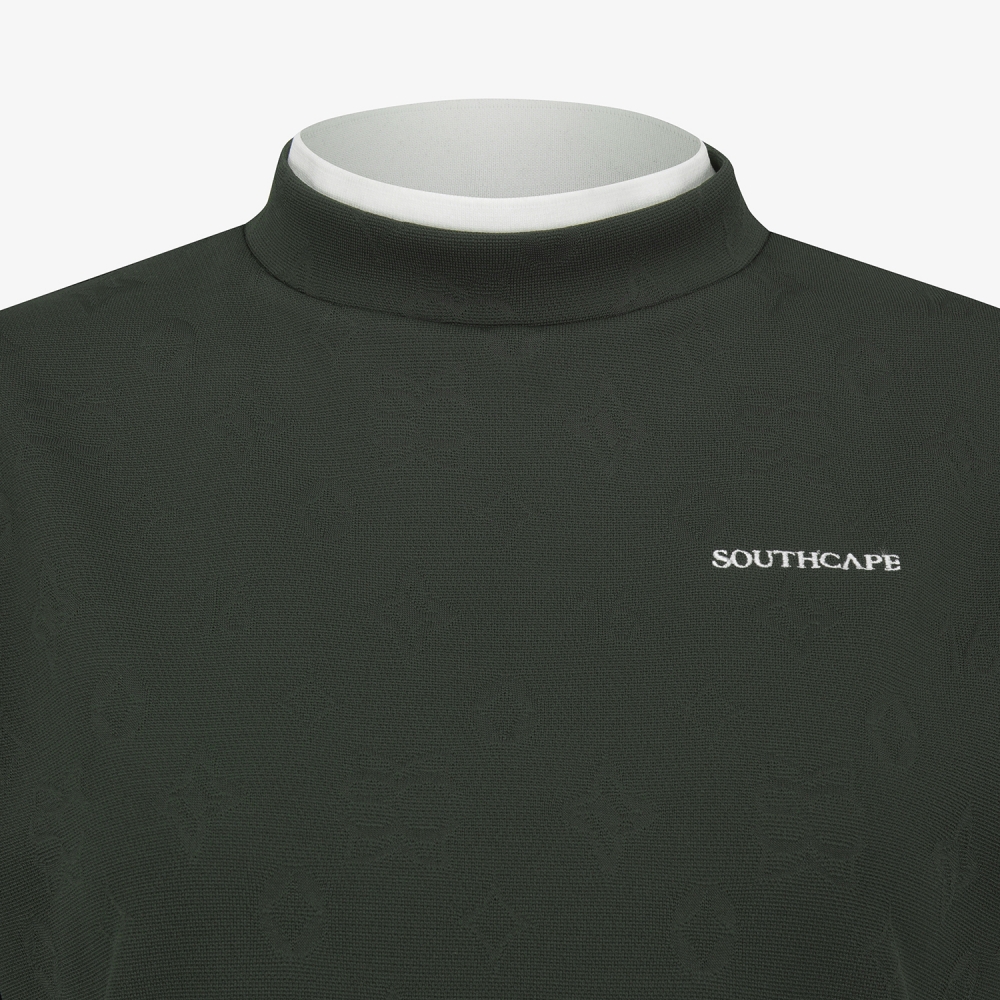 사우스케이프 여성 모노그램 하프넥 반팔 티셔츠_카키