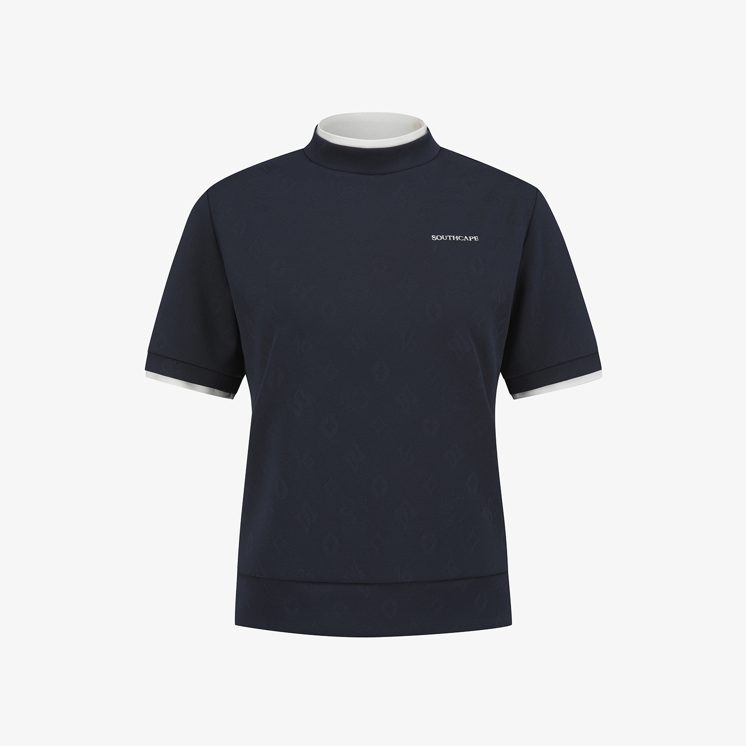 사우스케이프 여성 모노그램 하프넥 반팔 티셔츠_네이비