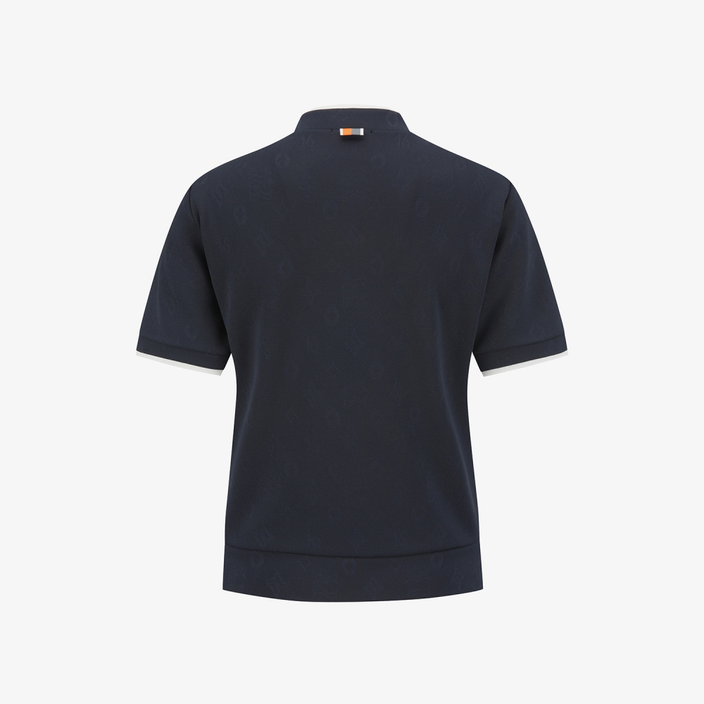 사우스케이프 여성 모노그램 하프넥 반팔 티셔츠_네이비