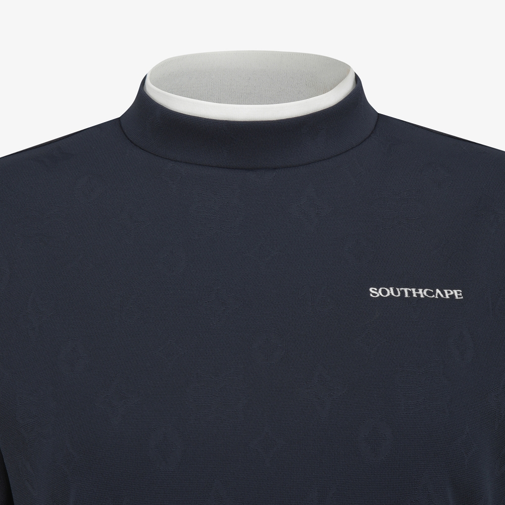 사우스케이프 여성 모노그램 하프넥 반팔 티셔츠_네이비