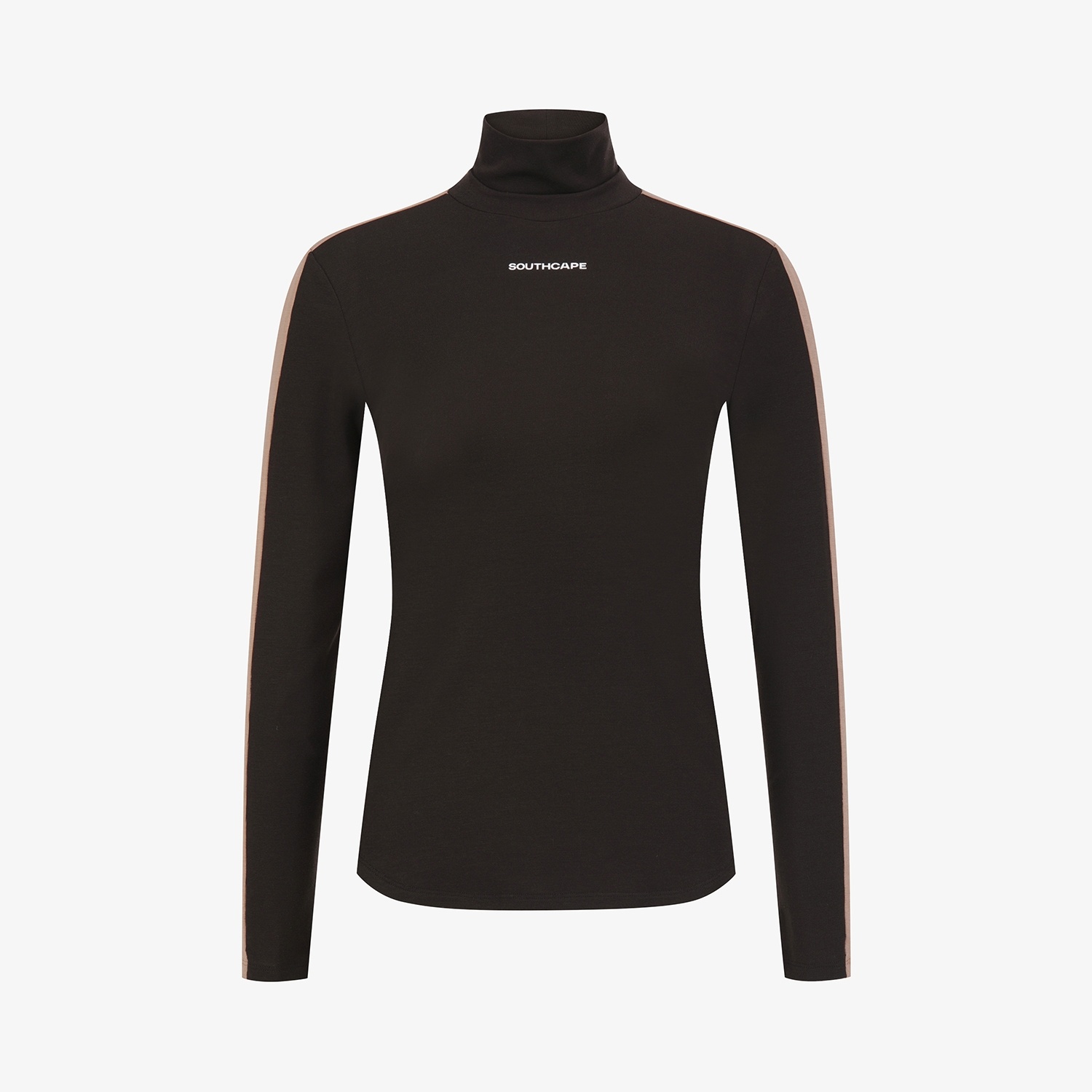 사우스케이프 여성 배색 하이넥 베이스레이어_브라운