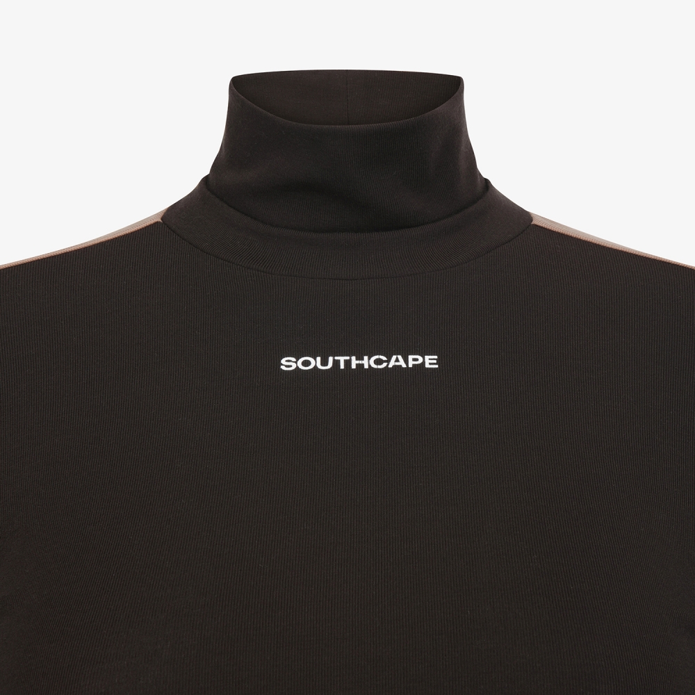 사우스케이프 여성 배색 하이넥 베이스레이어_브라운