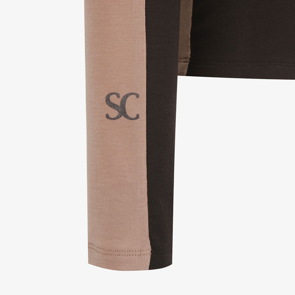 사우스케이프 여성 배색 하이넥 베이스레이어_브라운