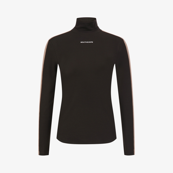 사우스케이프 여성 배색 하이넥 베이스레이어_브라운