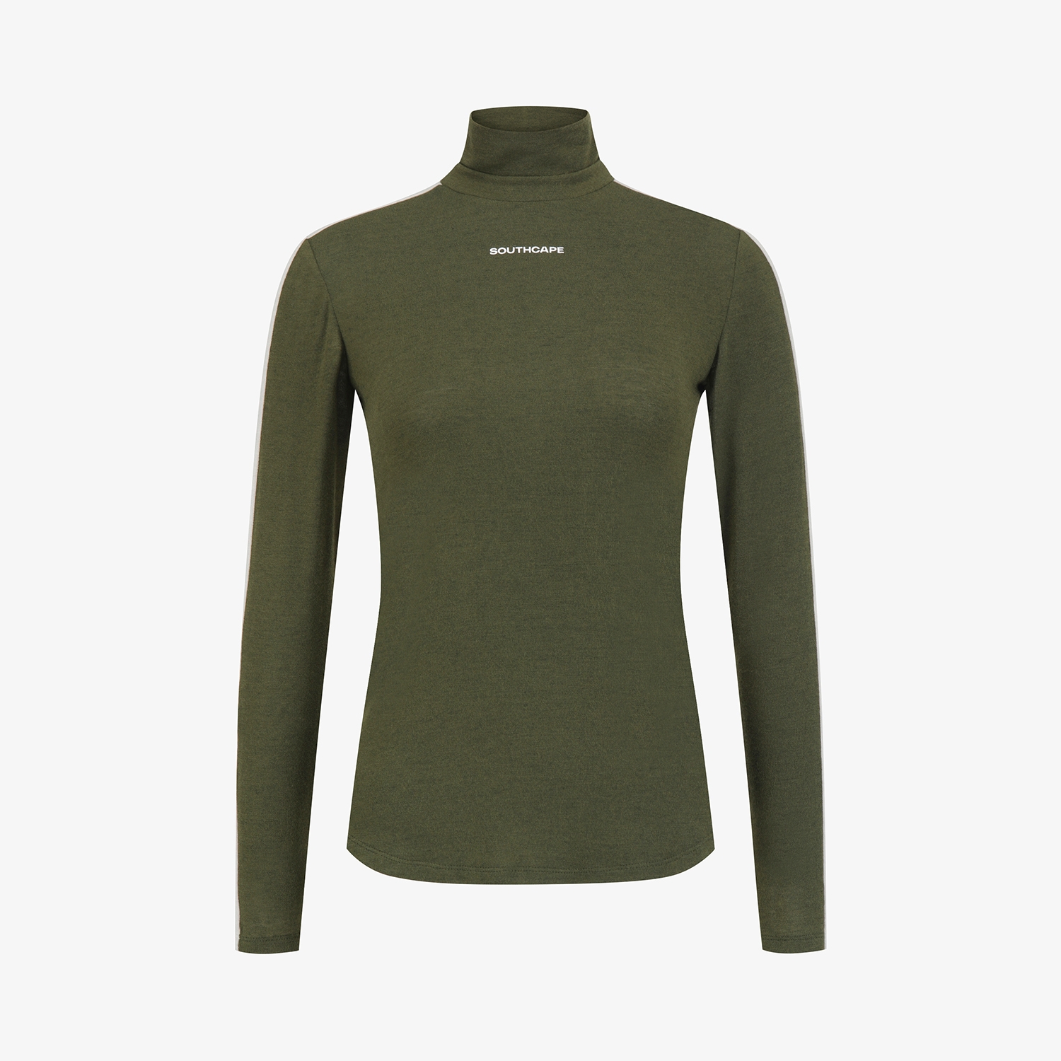 사우스케이프 여성 배색 하이넥 베이스레이어_카키