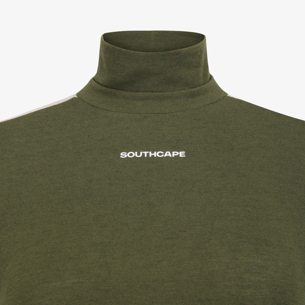 사우스케이프 여성 배색 하이넥 베이스레이어_카키