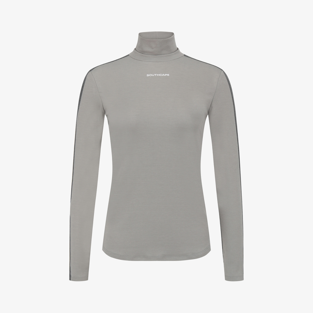 사우스케이프 여성 배색 하이넥 베이스레이어_라이트 그레이