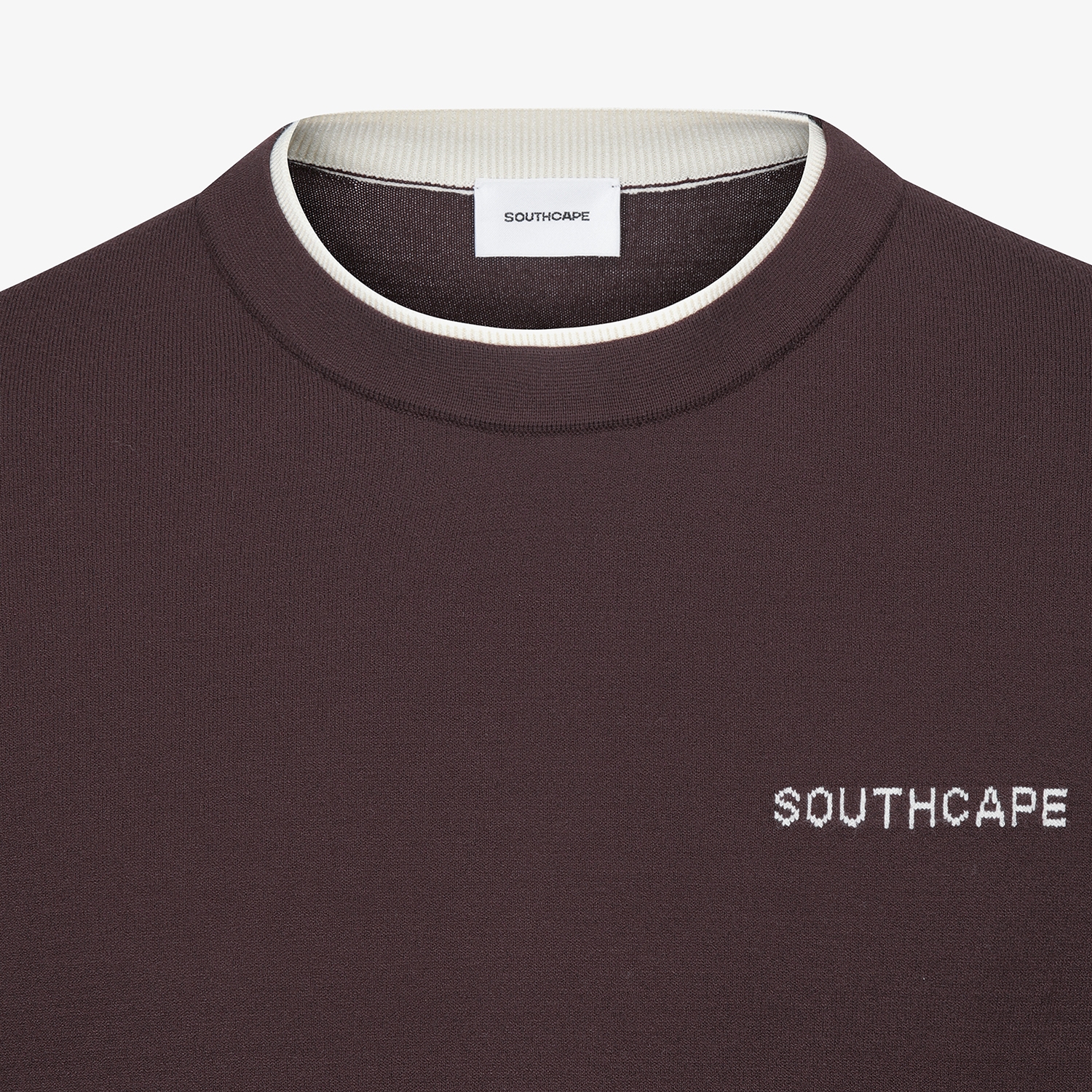 남성 사우스크로스 레이어드 넥라인 니트 풀오버_브라운