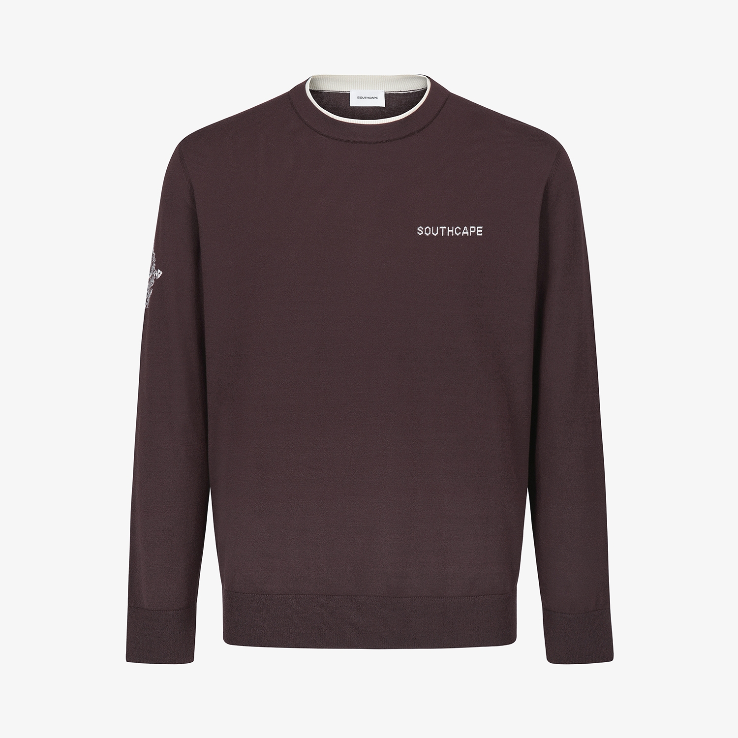 남성 사우스크로스 레이어드 넥라인 니트 풀오버_브라운