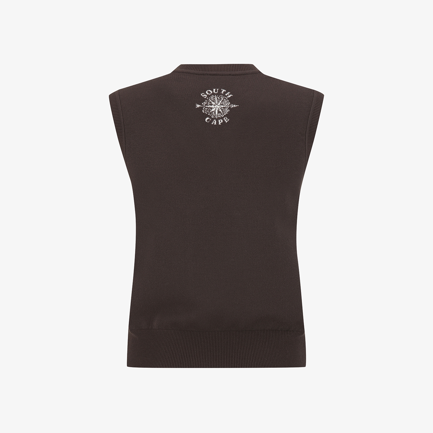 여성 사우스크로스 브이넥 니트 베스트_브라운