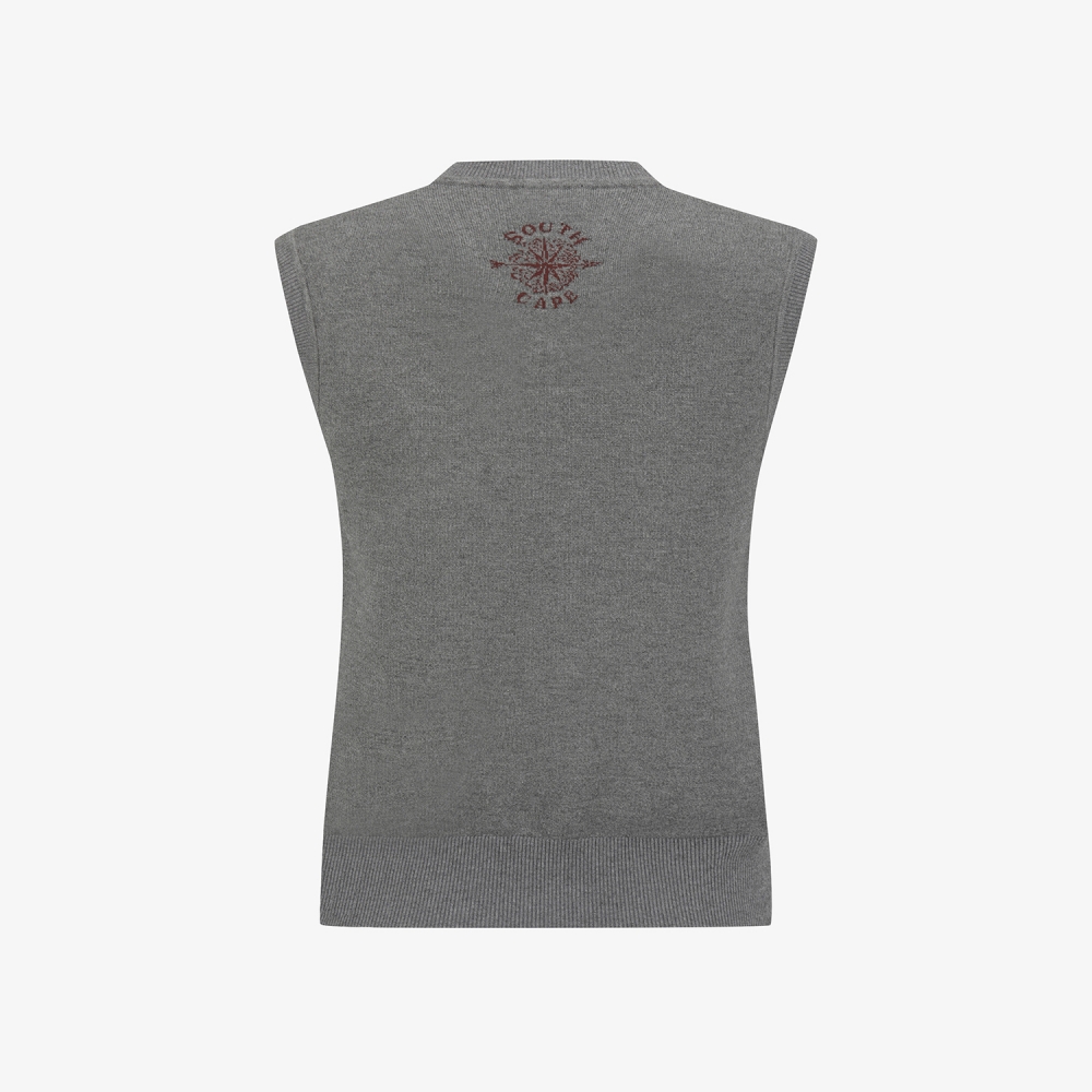 여성 사우스크로스 브이넥 니트 베스트_그레이