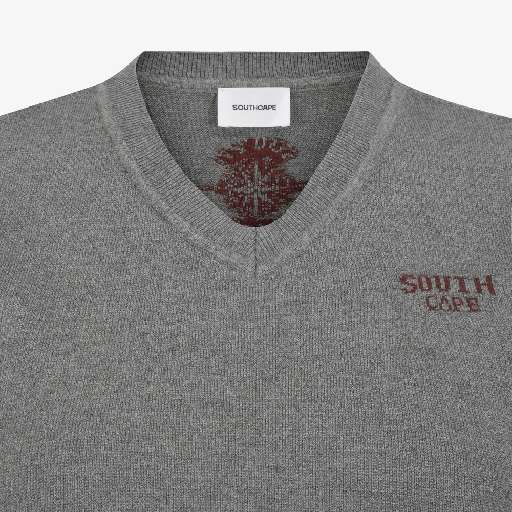 여성 사우스크로스 브이넥 니트 베스트_그레이