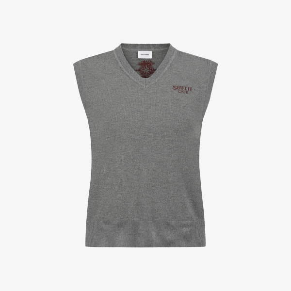 여성 사우스크로스 브이넥 니트 베스트_그레이