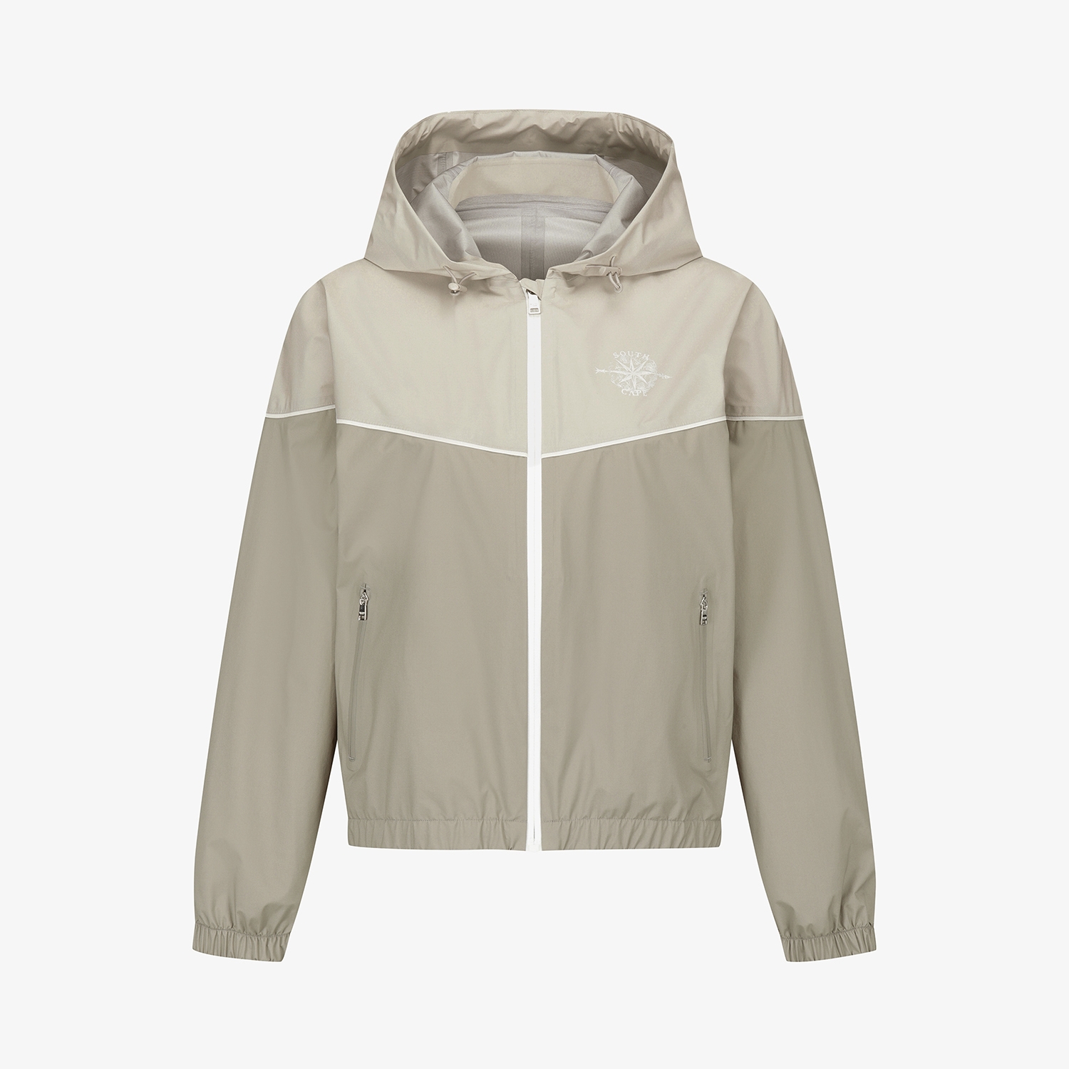 여성 사우스크로스 컬러 블럭 라이트 레인 자켓_세피아