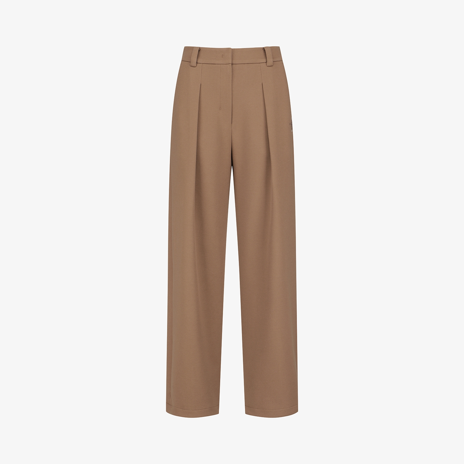 여성 사우스크로스 핀턱 와이드 저지 팬츠_브라운