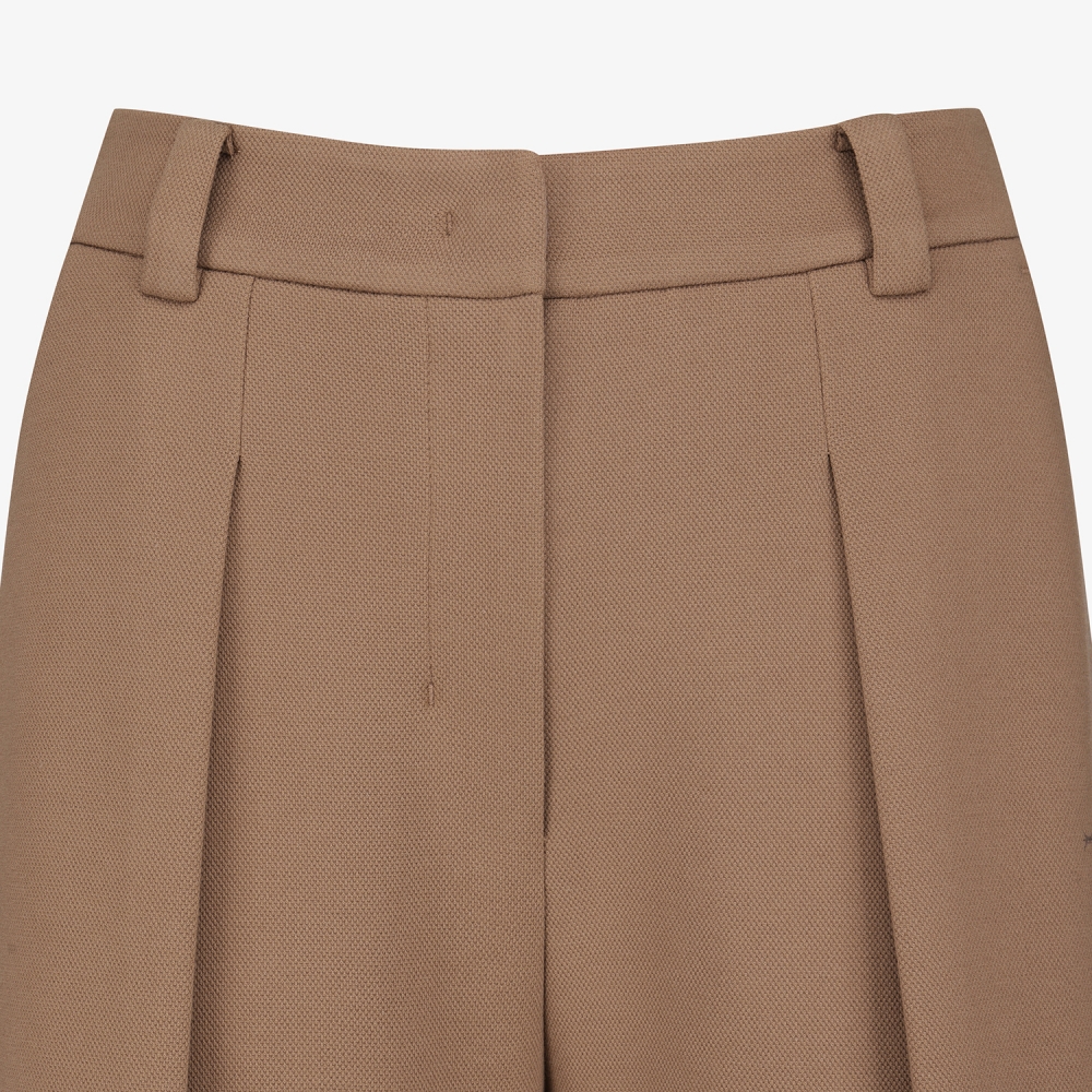 여성 사우스크로스 핀턱 와이드 저지 팬츠_브라운