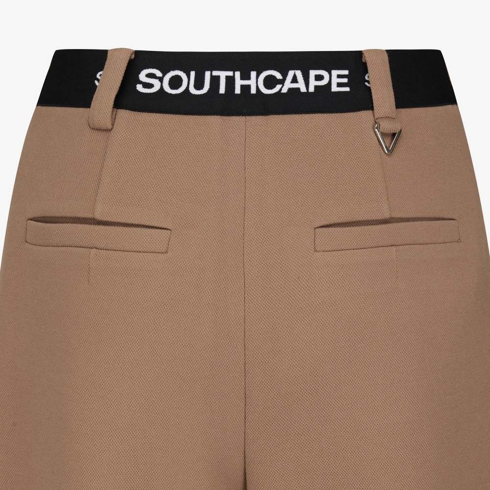 여성 사우스크로스 핀턱 와이드 저지 팬츠_브라운