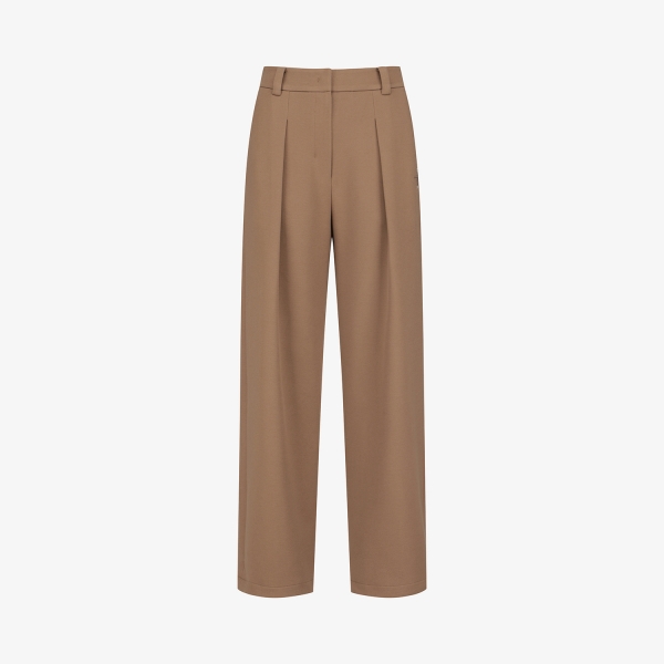 여성 사우스크로스 핀턱 와이드 저지 팬츠_브라운