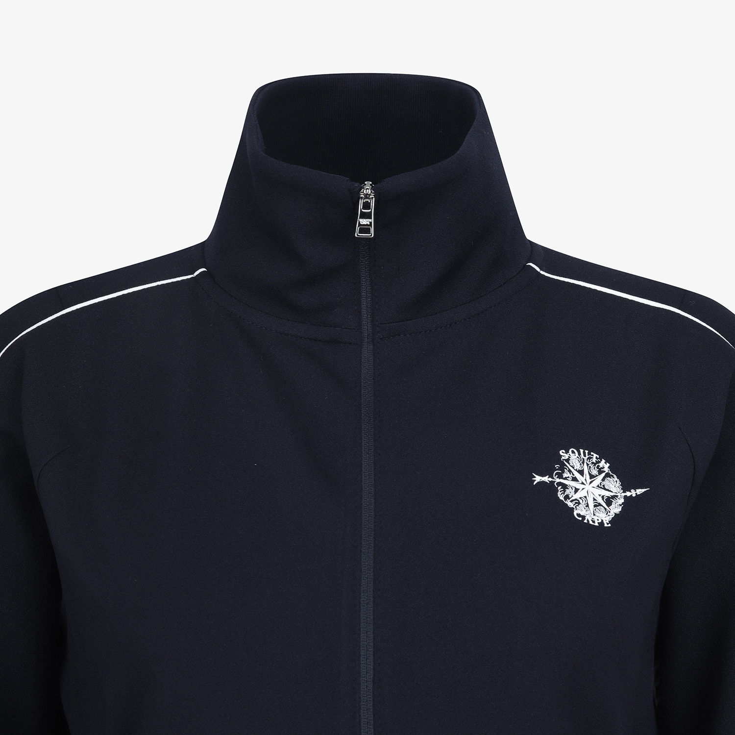 여성 사우스크로스 트리밍 디테일 하이넥 집업 점퍼_네이비