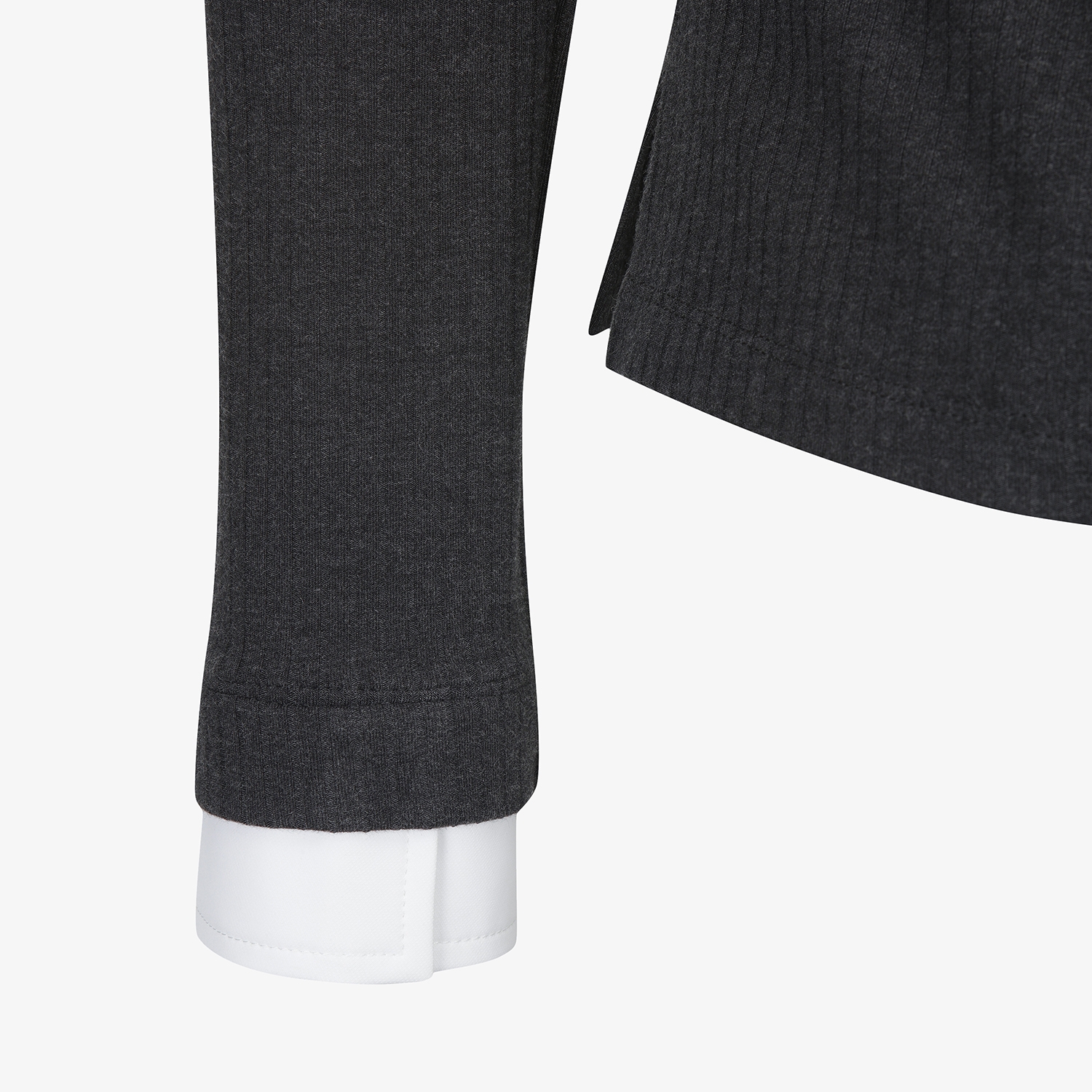 여성 사우스크로스 소프트 터치 골지 카라 티셔츠_차콜 그레이