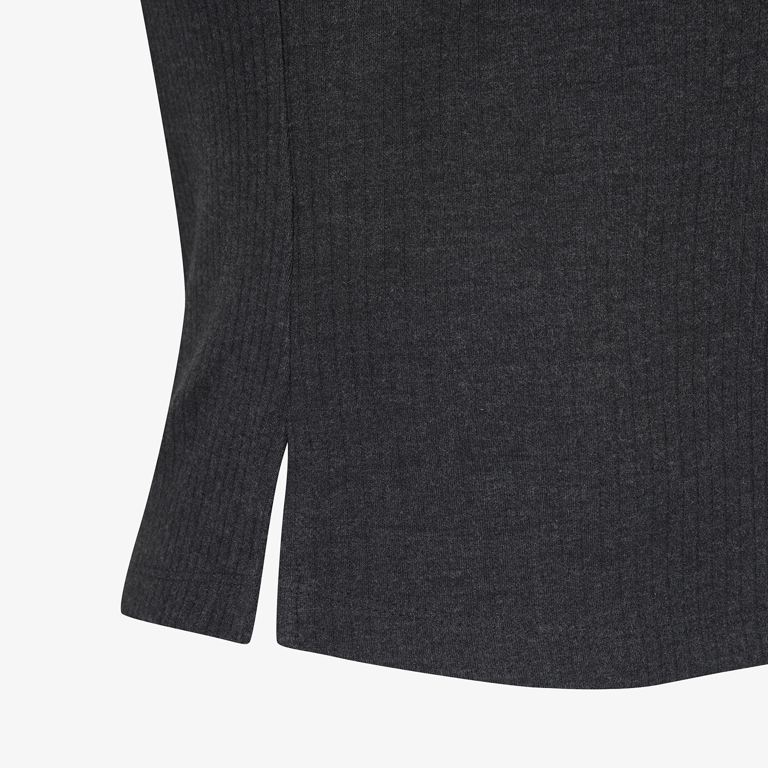 여성 사우스크로스 소프트 터치 골지 카라 티셔츠_차콜 그레이