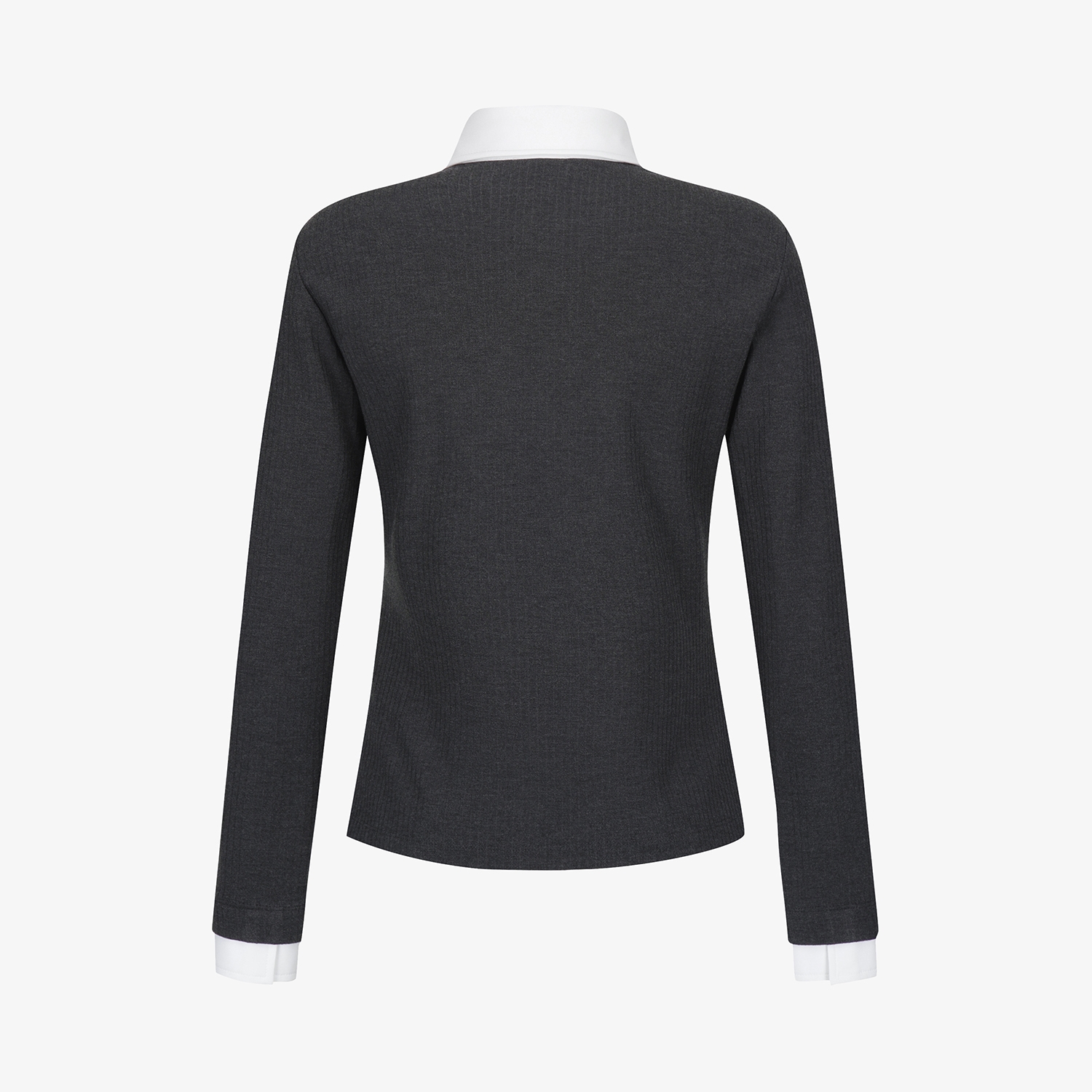 여성 사우스크로스 소프트 터치 골지 카라 티셔츠_차콜 그레이