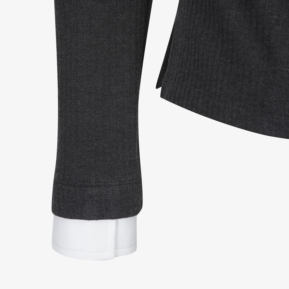 여성 사우스크로스 소프트 터치 골지 카라 티셔츠_차콜 그레이