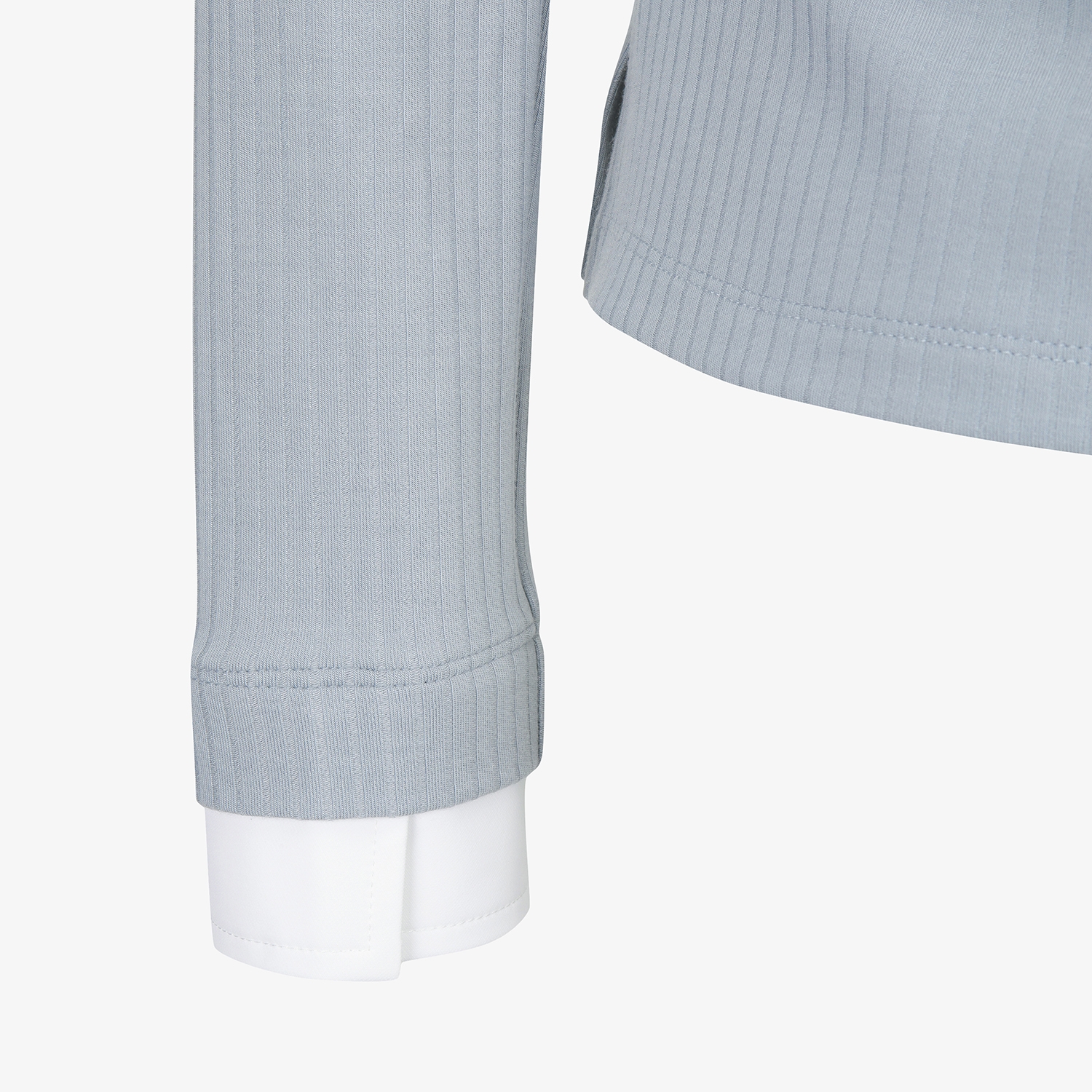 여성 사우스크로스 소프트 터치 골지 카라 티셔츠_라이트 블루