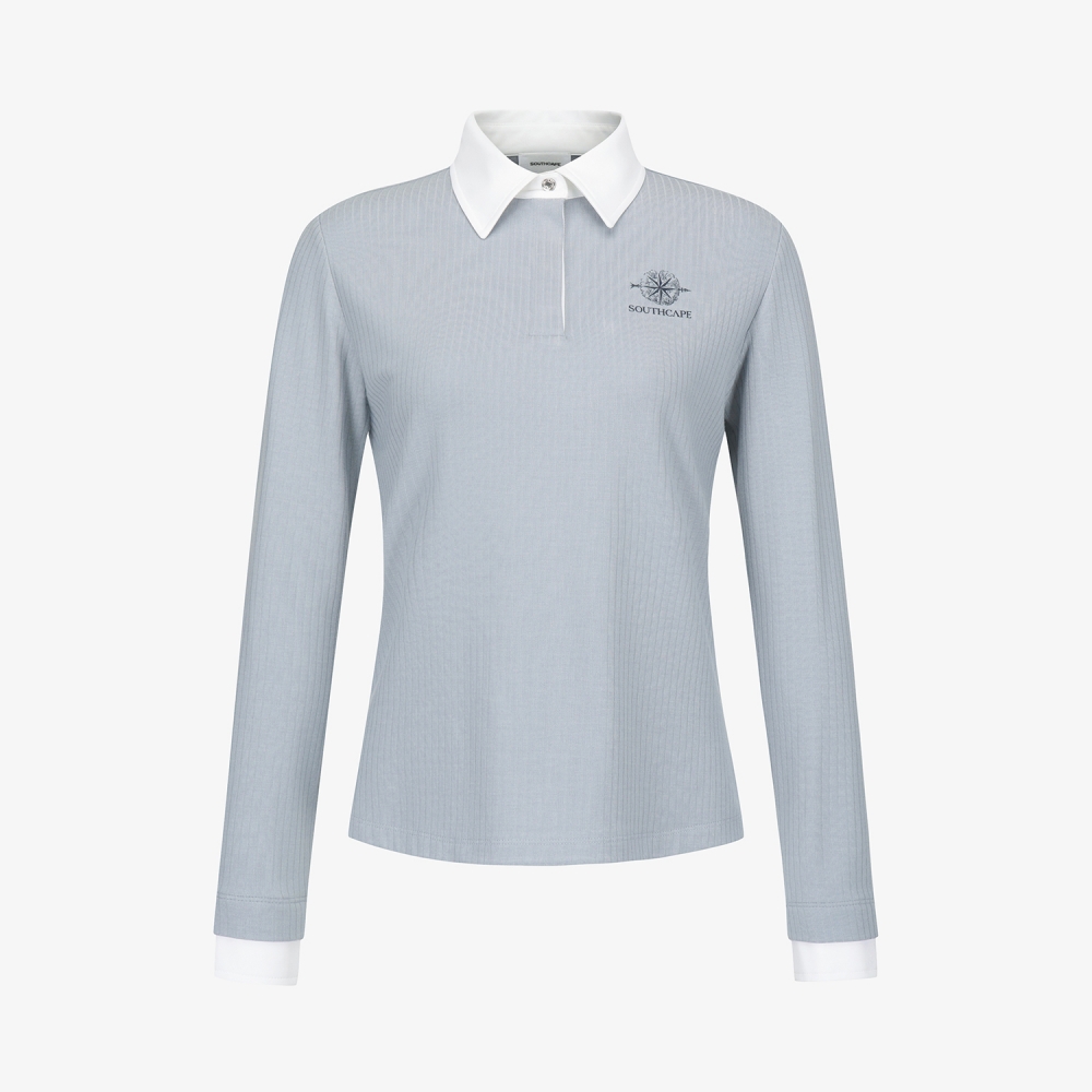 여성 사우스크로스 소프트 터치 골지 카라 티셔츠_라이트 블루