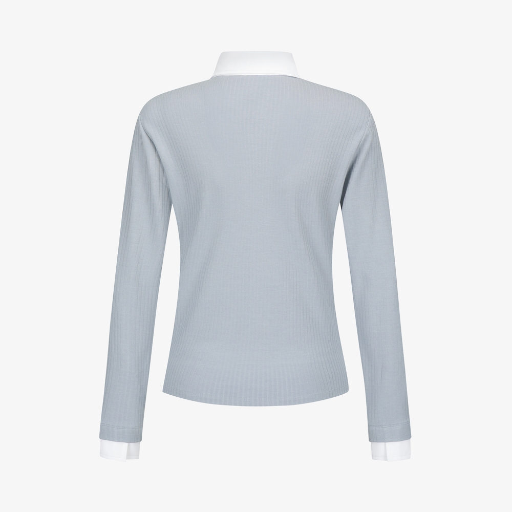 여성 사우스크로스 소프트 터치 골지 카라 티셔츠_라이트 블루