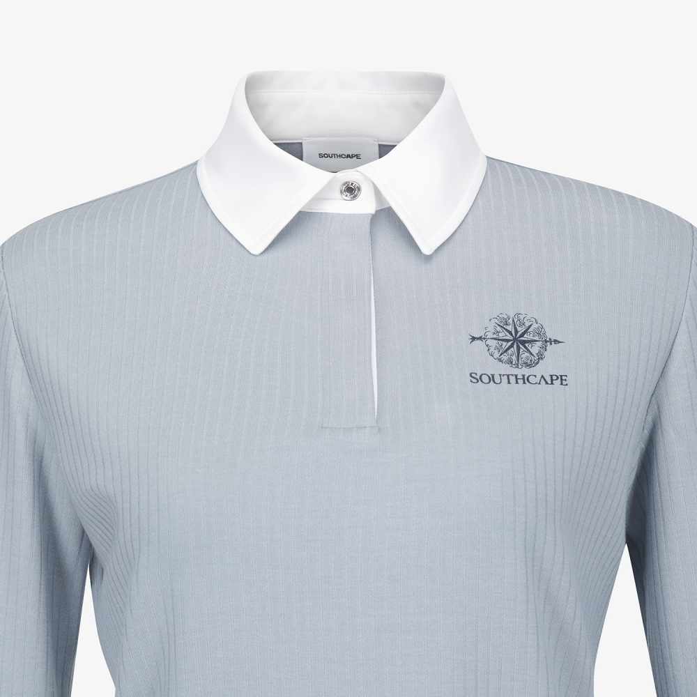 여성 사우스크로스 소프트 터치 골지 카라 티셔츠_라이트 블루