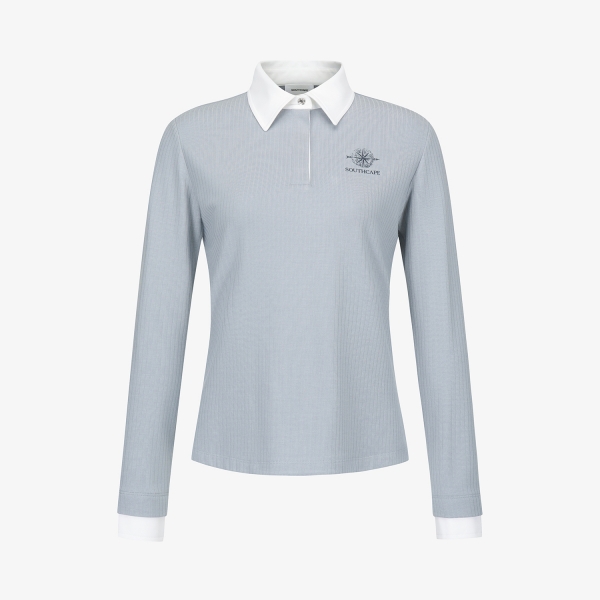 여성 사우스크로스 소프트 터치 골지 카라 티셔츠_라이트 블루