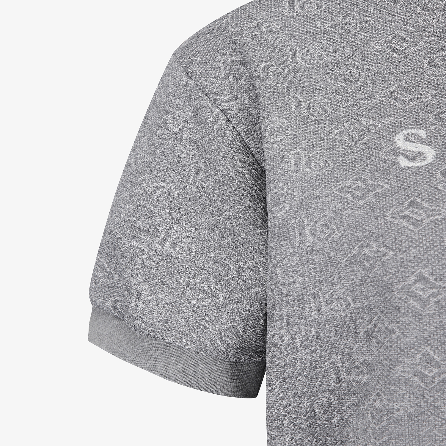 사우스케이프 여성 모노그램 패턴 자카드 반팔 티셔츠_차콜 그레이