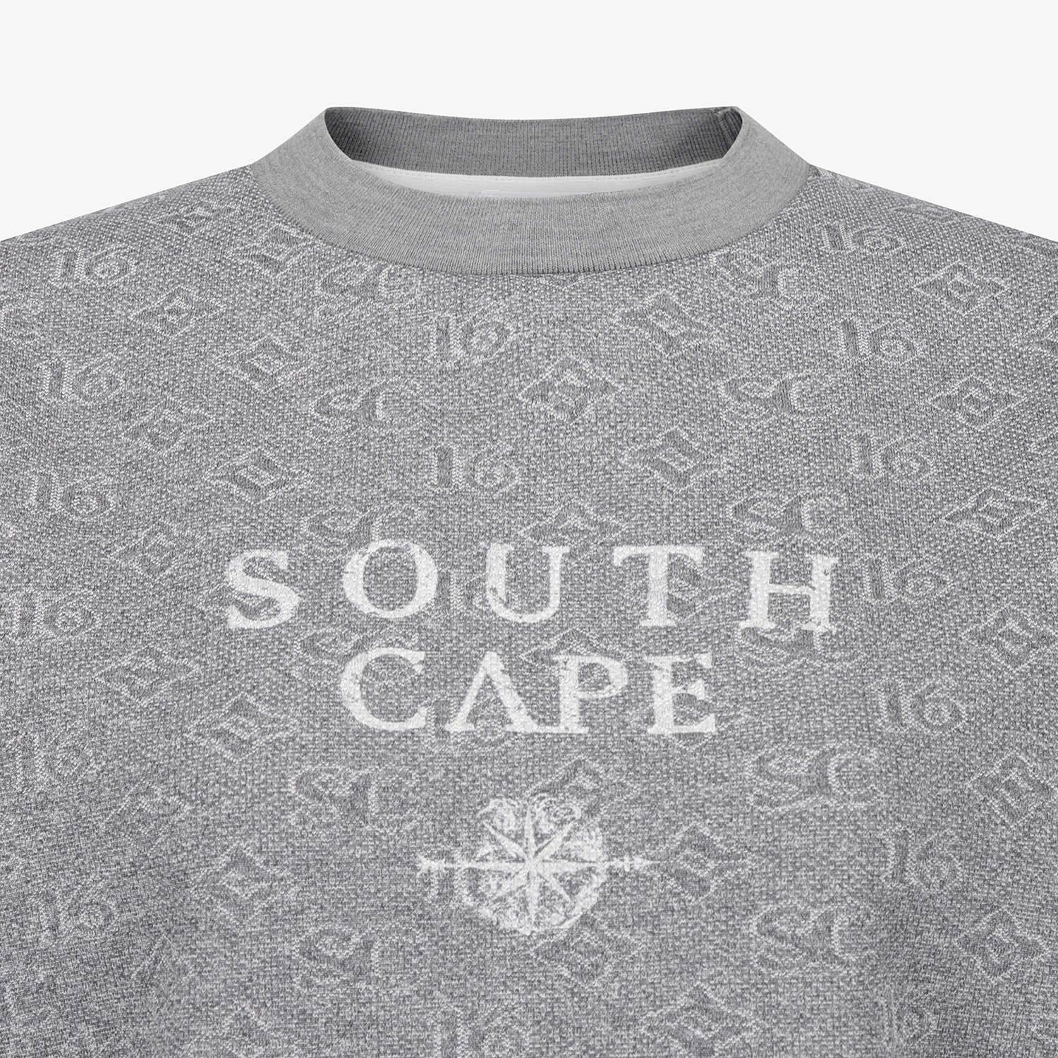 사우스케이프 여성 모노그램 패턴 자카드 반팔 티셔츠_차콜 그레이