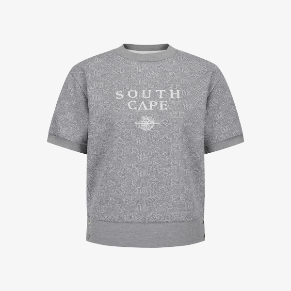 사우스케이프 여성 모노그램 패턴 자카드 반팔 티셔츠_차콜 그레이