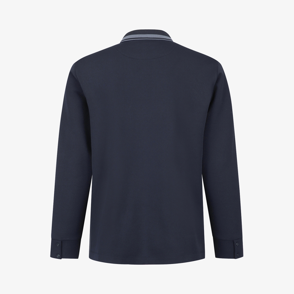 사우스케이프 남성 배색 라인 긴팔 카라 티셔츠_다크 네이비