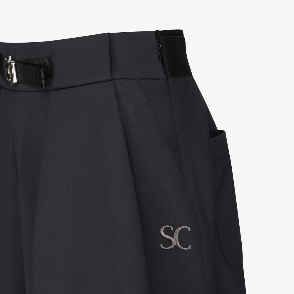 여성 사우스크로스 스커트 실루엣 벨트 숏팬츠_블랙