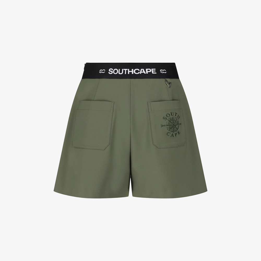 여성 사우스크로스 스커트 실루엣 벨트 숏팬츠_카키