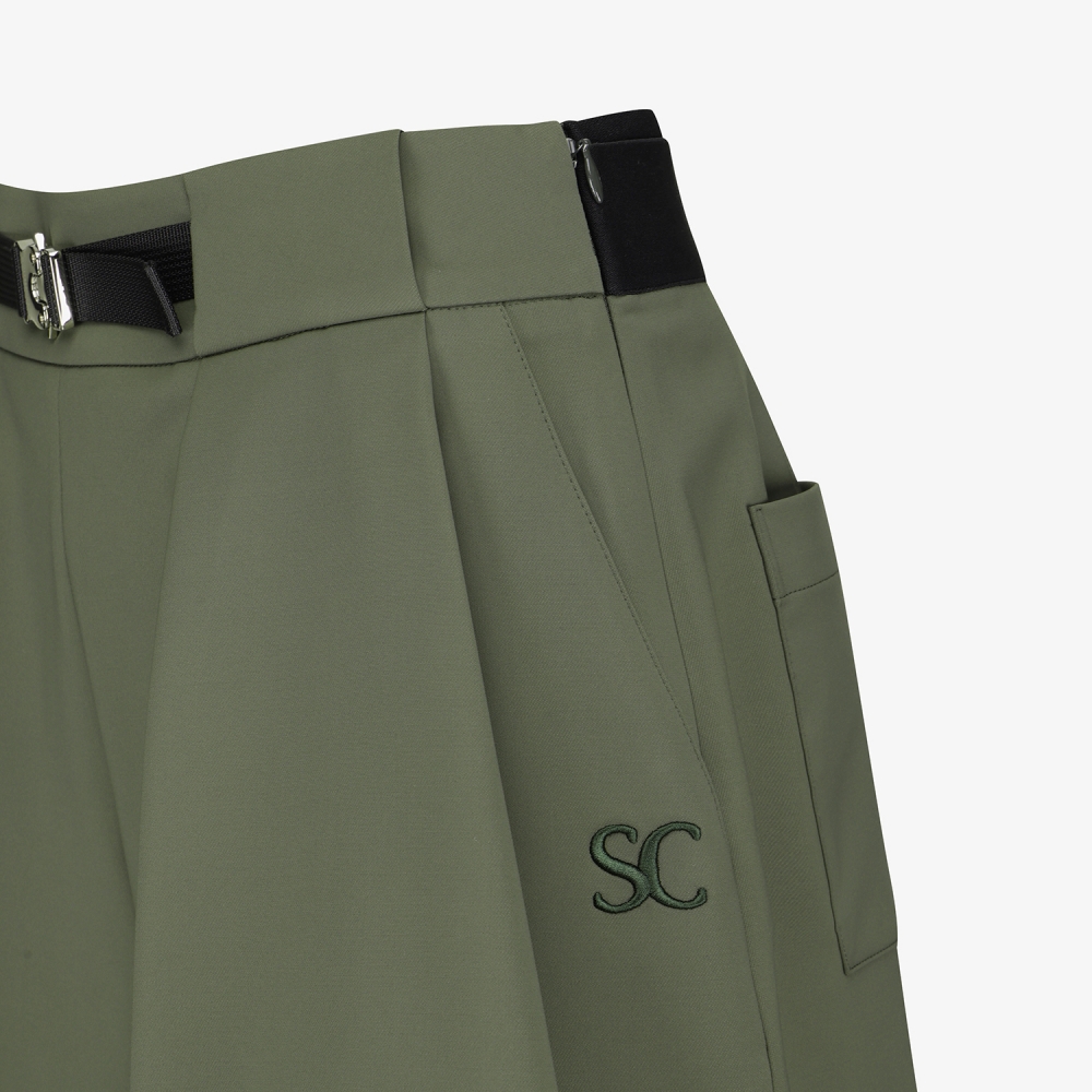 여성 사우스크로스 스커트 실루엣 벨트 숏팬츠_카키