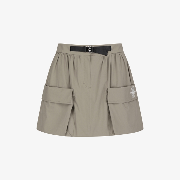 여성 사우스크로스 아웃포켓 볼륨 스커트_카키 베이지