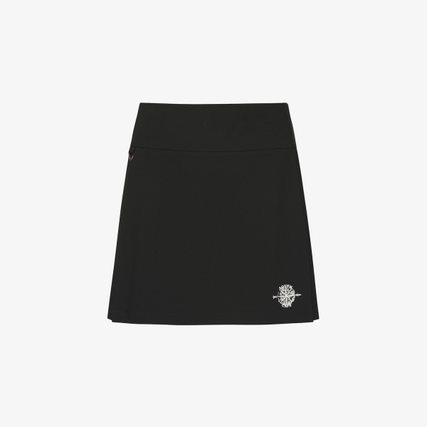 여성 사우스크로스 사이드 플리츠 스커트_블랙